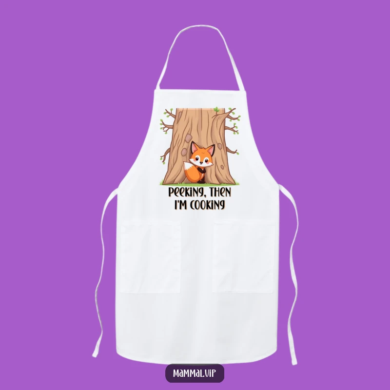 Funny Fox Kit Apron: Peeking Chef, Playful Funny Gift