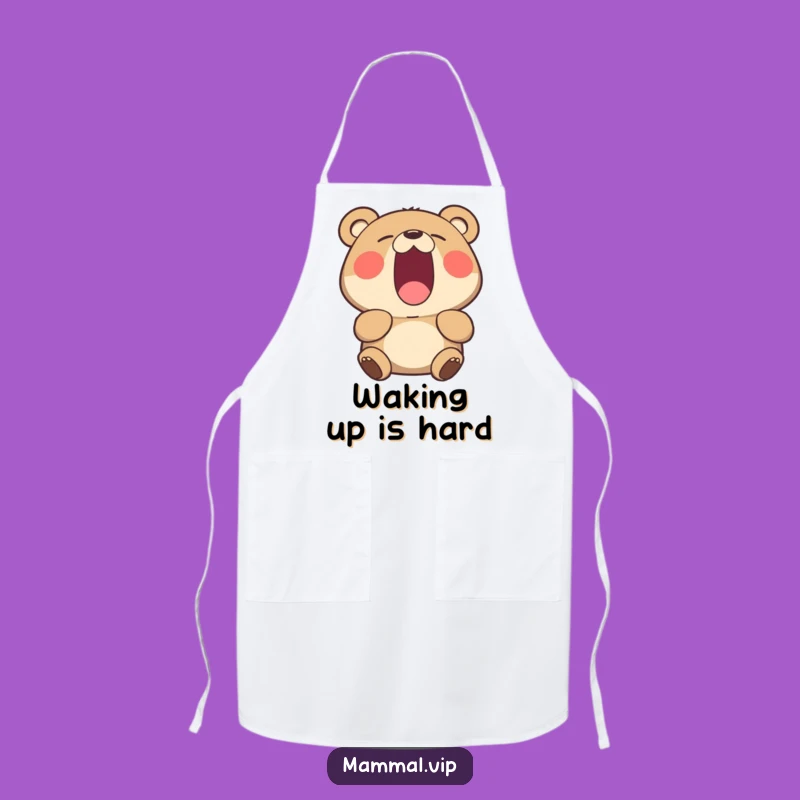 Funny Yawning Bear Apron - Hilarious Sleepy Chef Kitchen Gift