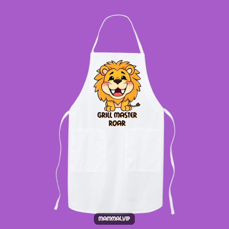 Funny Happy Lion Roaring Apron - Cook Up Some Laughs in Style!