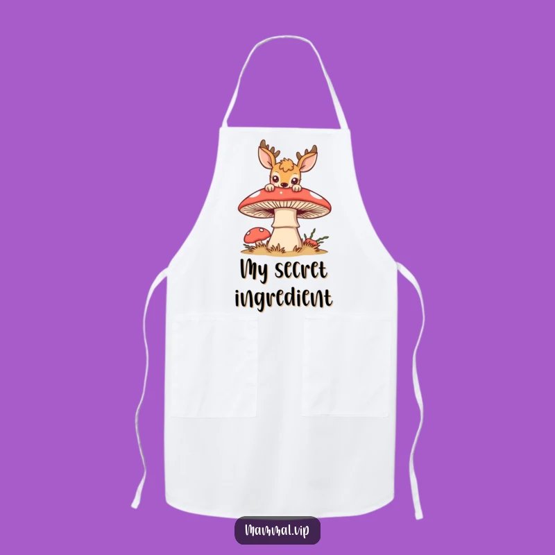 Funny Curious Deer Mushroom Apron: Whimsical Forest Kitchen Wear, Perfect Funny Gift