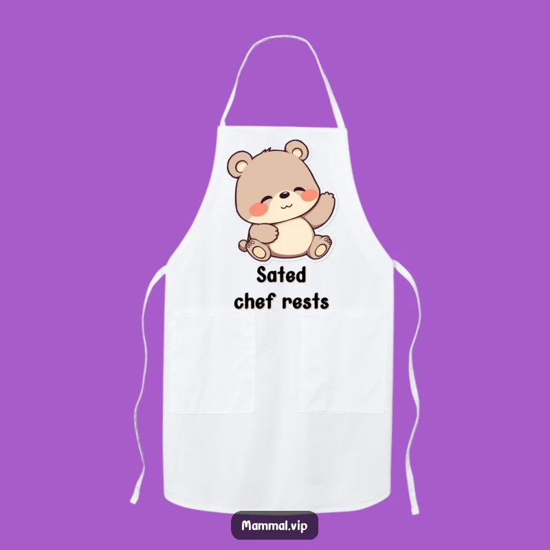 Funny Bear Apron: Playful Cartoon Character Belly Scratch Kitchen Gear