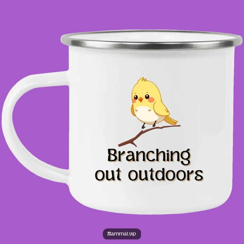 Funny Bird Branch Camping Mug - Hilarious Outdoor Chirpy Gift