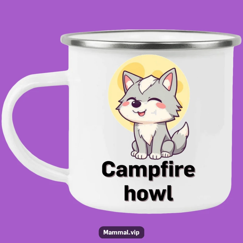 Funny Winking Wolf Camping Mug - Howl Under the Stars!
