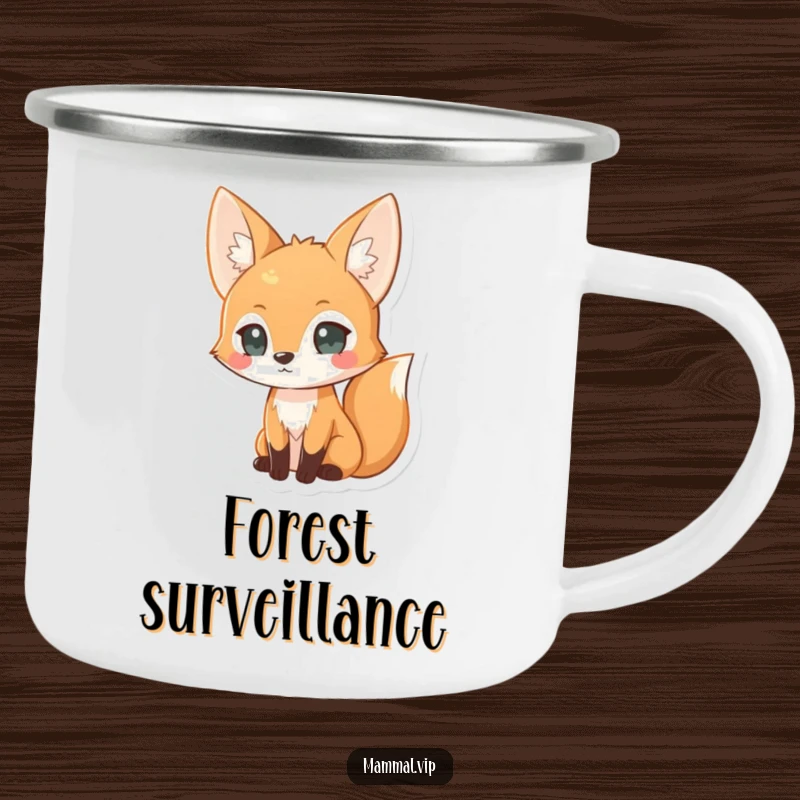 Funny curious fox camping mug, a rugged cup with a curious fox, suitable for outdoor adventures and cleverness.