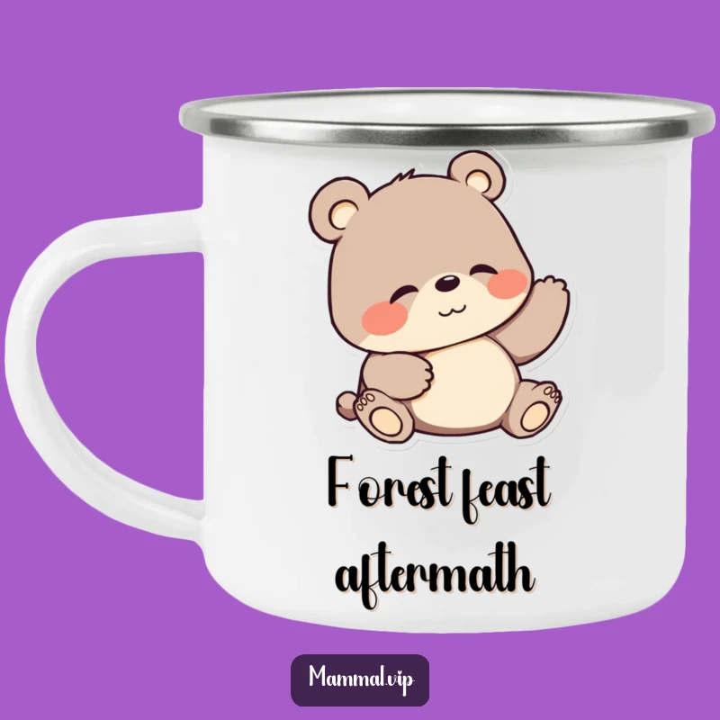 Funny Bear Camping Mug: Durable Cartoon Character Belly Scratch Camp Cup