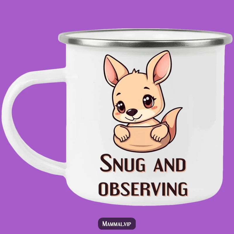 Funny Curious Kangaroo Camping Mug: Pouch Peek, Hilarious Outdoor Companion