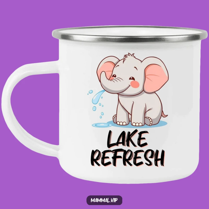 Funny Happy Elephant Camping Mug - Splashy Adventures!