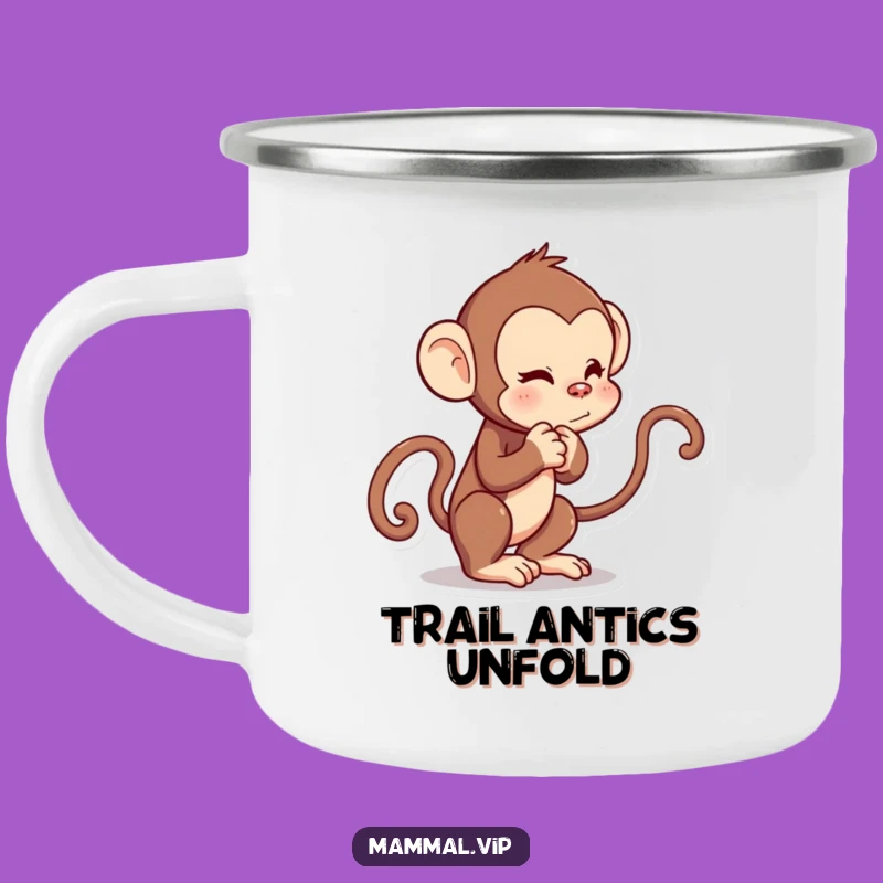 Funny Monkey Camping Mug: Durable Cartoon Character Tail Tug Camp Cup