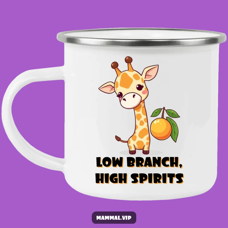 Funny Giraffe Fruit Enamel Camping Mug - Hilarious Outdoor Animal Gift