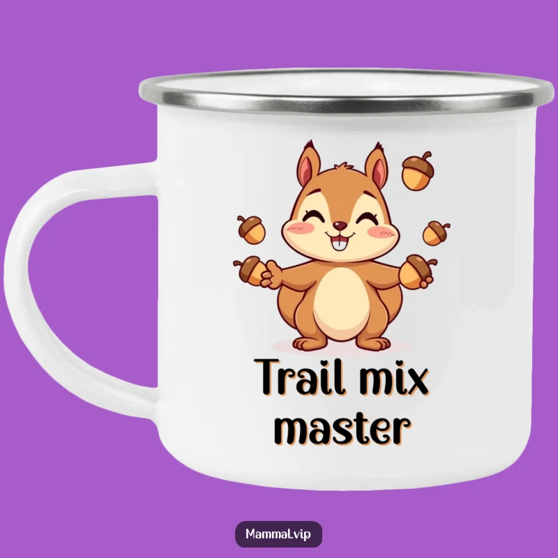 Funny Squirrel Juggling Camping Mug: Cheerful Acorn Outdoor Gift