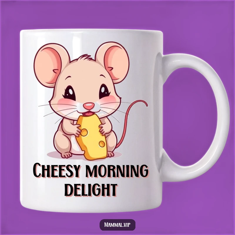 Funny Mouse Nibbling Cheese Mug - Adorable Rodent Snack Humor Gift