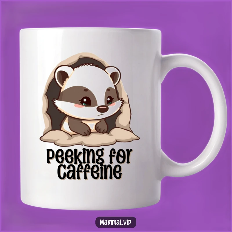 Funny Curious Badger Mug - Peeking into Your Day!