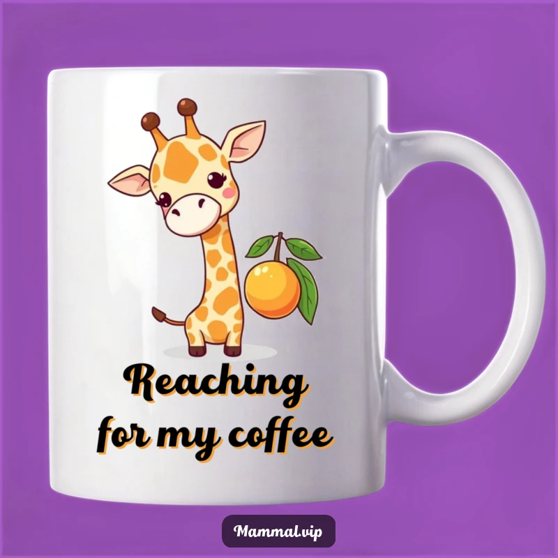 Funny Giraffe Fruit Reach Mug - Hilarious Short King Gift