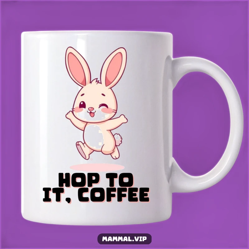 Funny Hopping Bunny Mug: Playful Character Cute Animal Coffee Cup Gift
