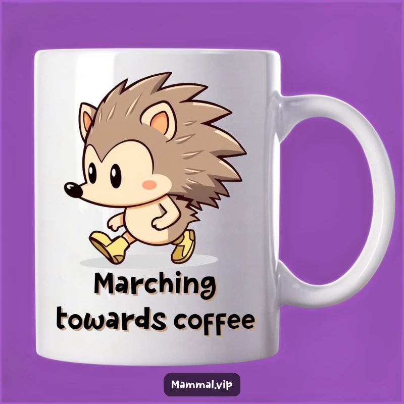 Funny Determined Hedgehog Mug: Tiny Boots Marching Gift