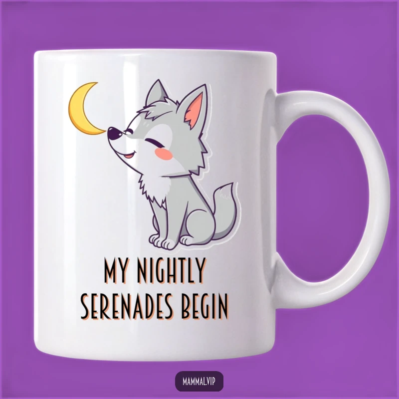 Funny Wolf Howling Moon Mug - A Goofy Gift for Stargazers and Jokers