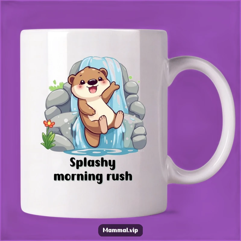 Funny Otter Waterfall Slide Mug: Playful Glee Gift