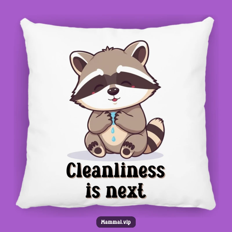 Funny Raccoon Washing Paws Pillow: Comfy Cuddles with a Comedic Clean