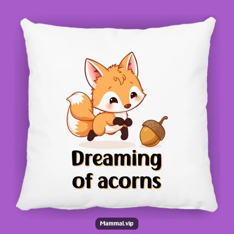 Funny Fox Cub Acorn Pillow: Cozy Humorous Gift for Playful Comfort