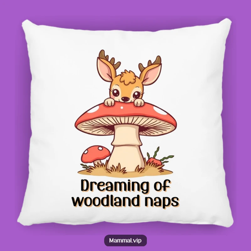 Funny Curious Deer Mushroom Pillow: Cozy Whimsical Forest Pillow, Perfect Funny Gift Accent