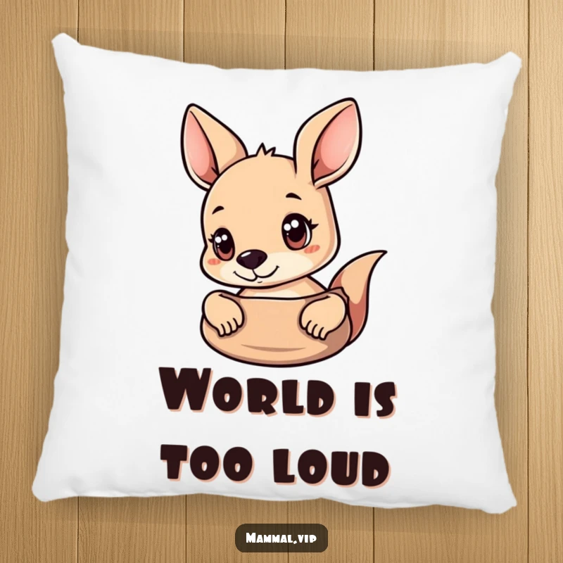 Funny Kangaroo Pillow with a curious kangaroo peeking out of its pouch, offering humorous and cozy decor.