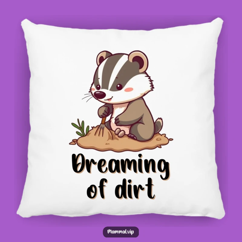 Funny Energetic Badger Pillow: Cozy Digging Accent, Perfect Enthusiastic Gift