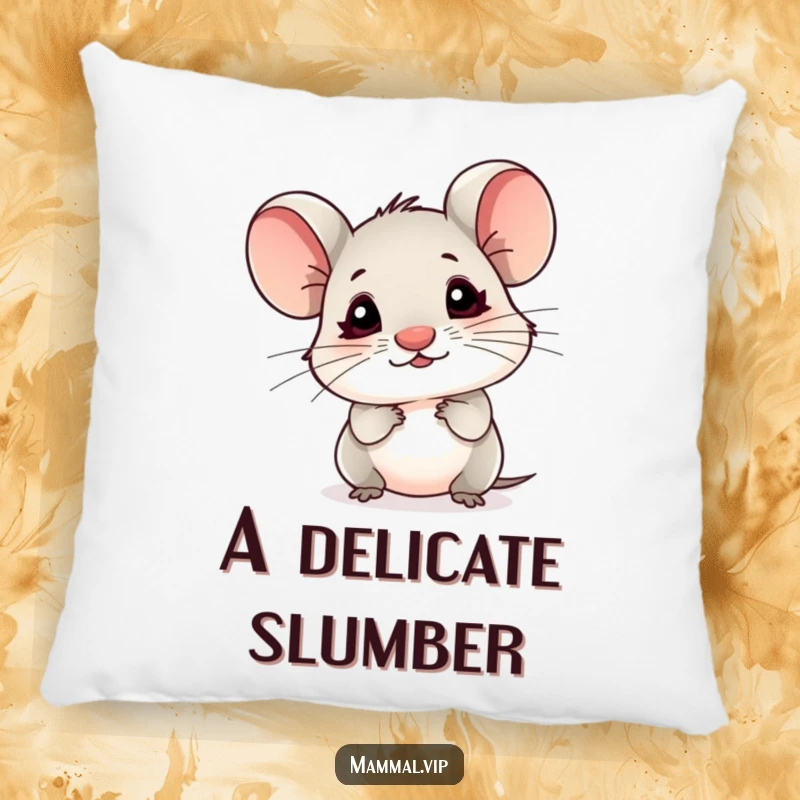 Funny Mouse Pillow: A small mouse character with a tiny nose sniffing the air, soft and charming.