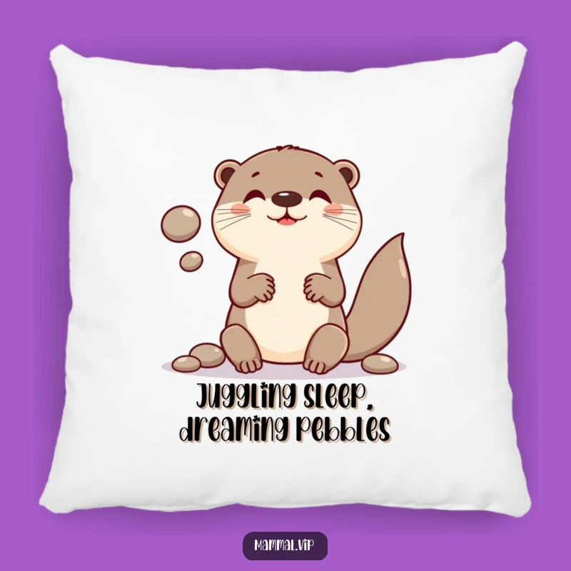 Funny Otter Juggling Pebbles Pillow: Add Comfort and Humor to Your Cozy Space