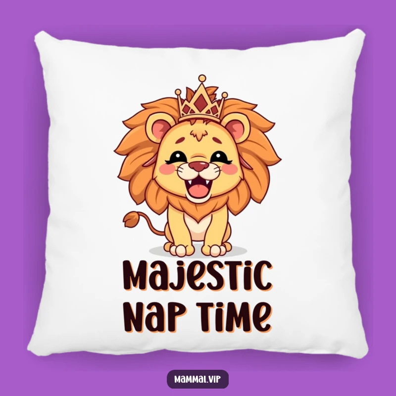 Funny Lion Tiara Pillow - Cozy & Hilarious Comfort for Your Throne
