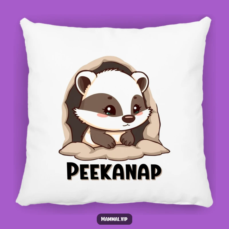 Funny Curious Badger Pillow - Cozy Burrow Comfort!