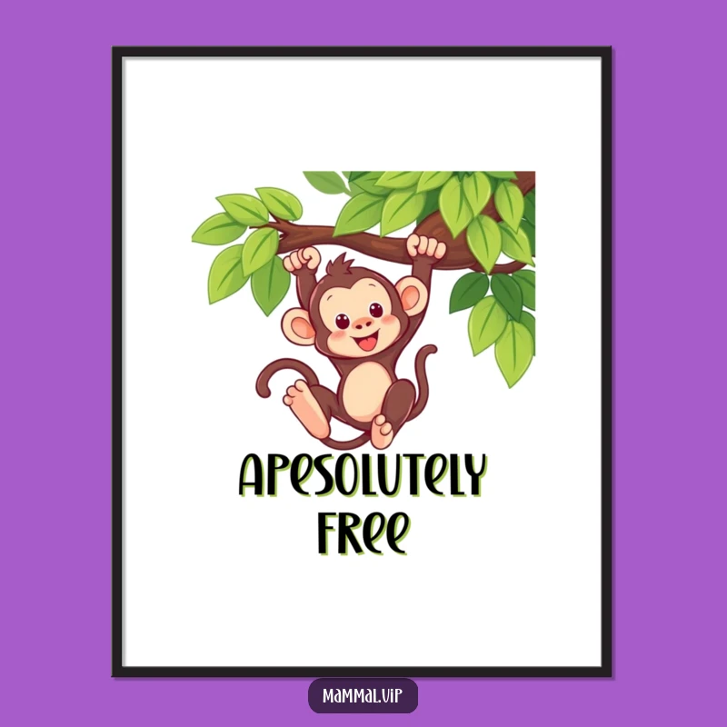 Funny Monkey Swing Digital Art: Instant Jungle Fun for Your Walls!