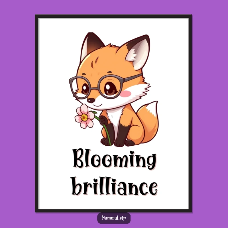 Funny Fox Flower Study Digital Art - Instant Intellectual Decor Gift