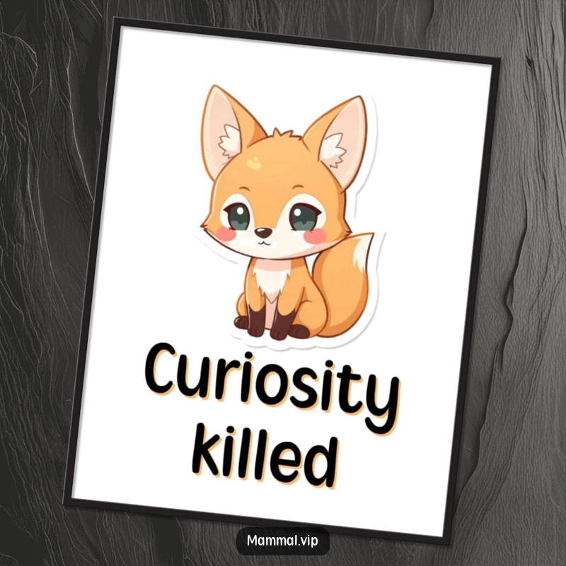 Funny curious fox digital art print, a downloadable image of an alert fox, great for intelligent decor.