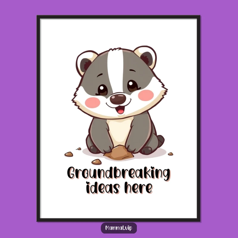 Funny Badger Digital Art: Happy Digging Character for Instant Energetic Decor