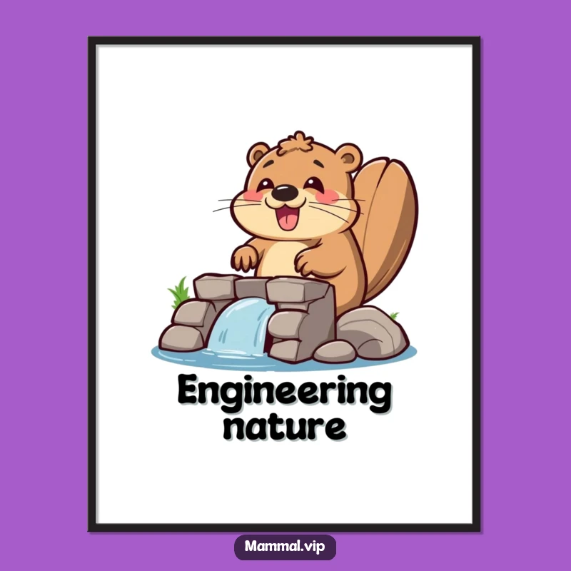 Funny Beaver Dam Digital Print: Happy Art, Instant Funny Gift
