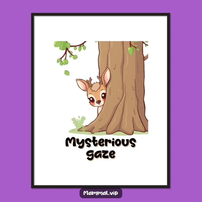 Funny Deer Peeking Digital Art: Instant Nature Charm, Unique Gift