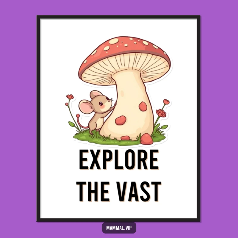 Funny Mouse Digital Art: Whimsical Mushroom Scene for Instant Magic