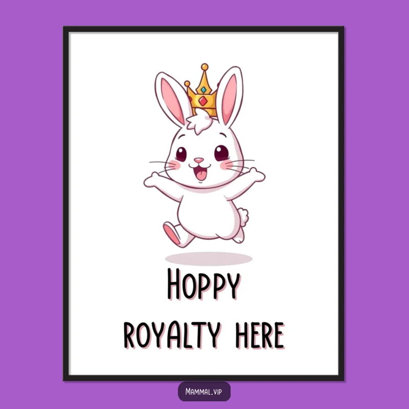 Funny Rabbit King Digital Art: Instant Royal Enthusiasm for Your Walls
