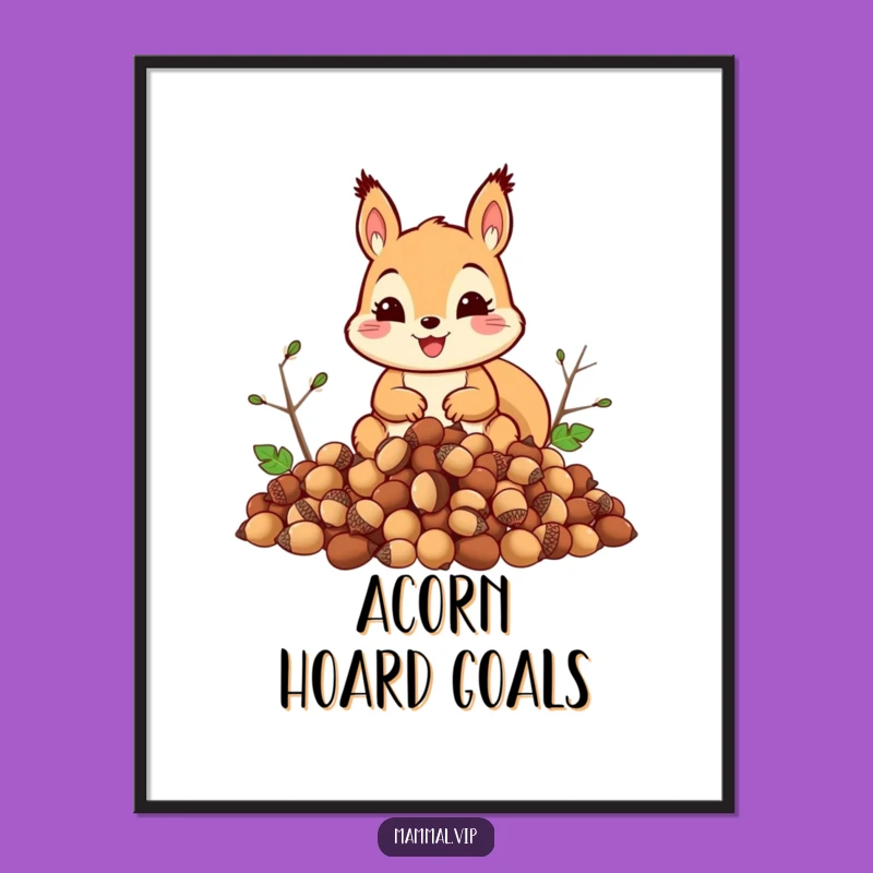 Funny Squirrel Acorn Mountain Digital Art: Hilarious Woodland Wall Art, Instant Funny Gift Download