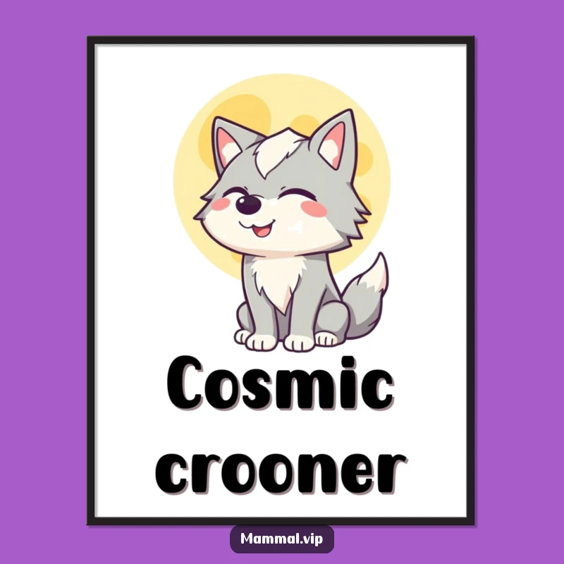 Funny Winking Wolf Digital Art - Lunar Howl Print!