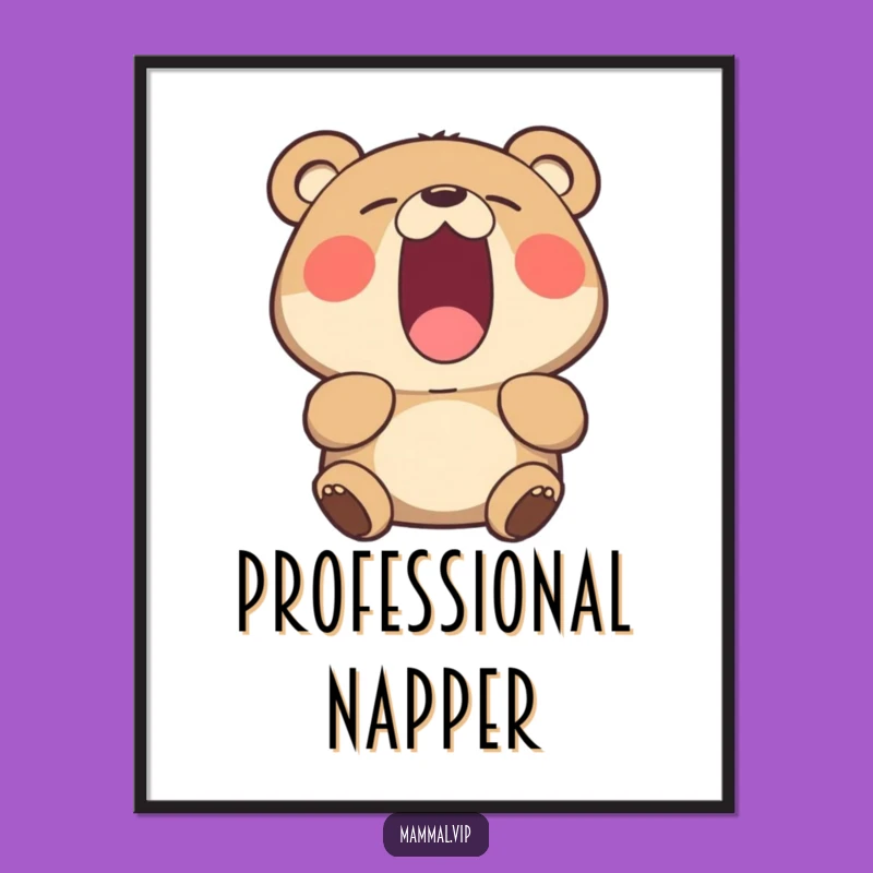 Funny Yawning Bear Digital Art Print - Hilarious Sleepy Bear Downloadable Art