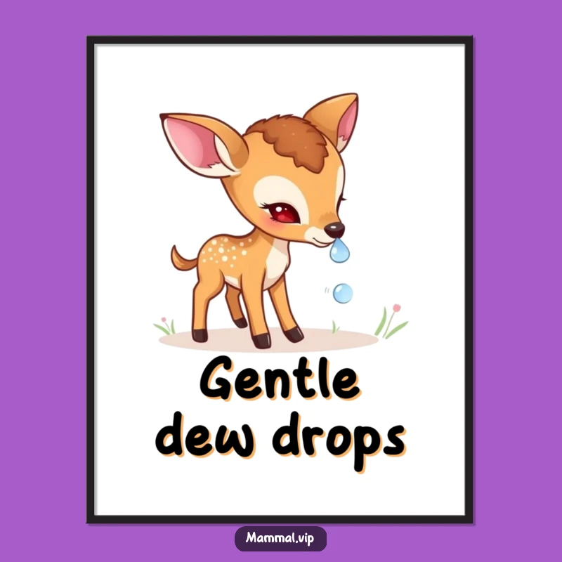 Funny Shy Deer Fawn Print: Gentle Character Art, Instant Nature Gift