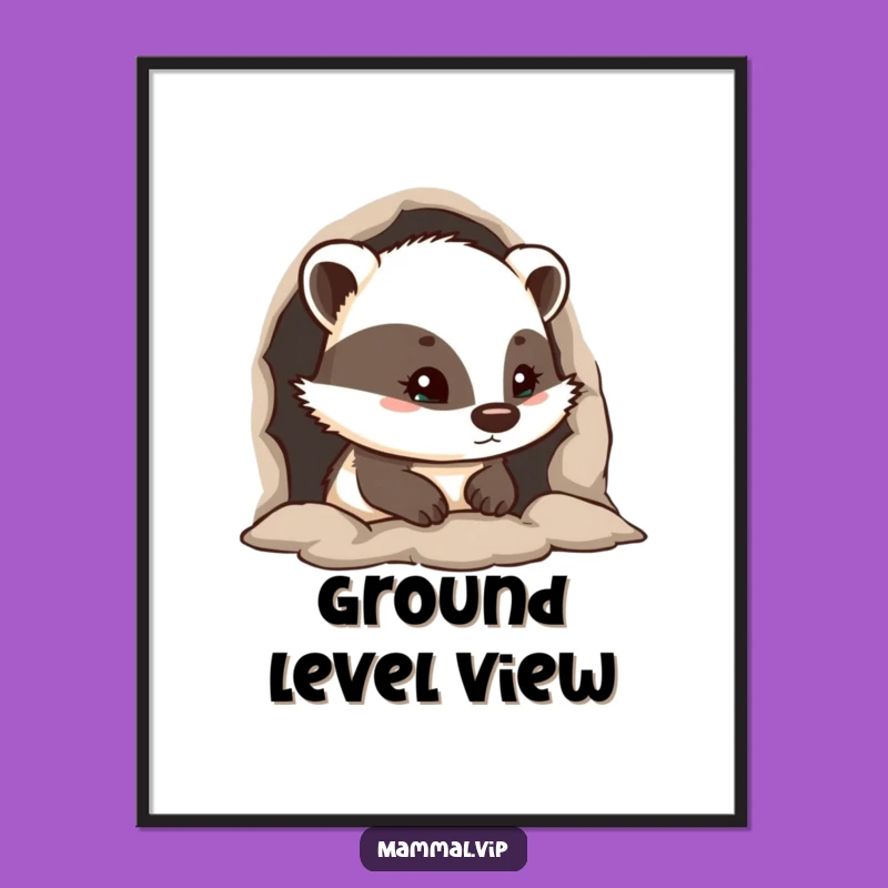 Funny Curious Badger Digital Art - Burrow Peek Print!
