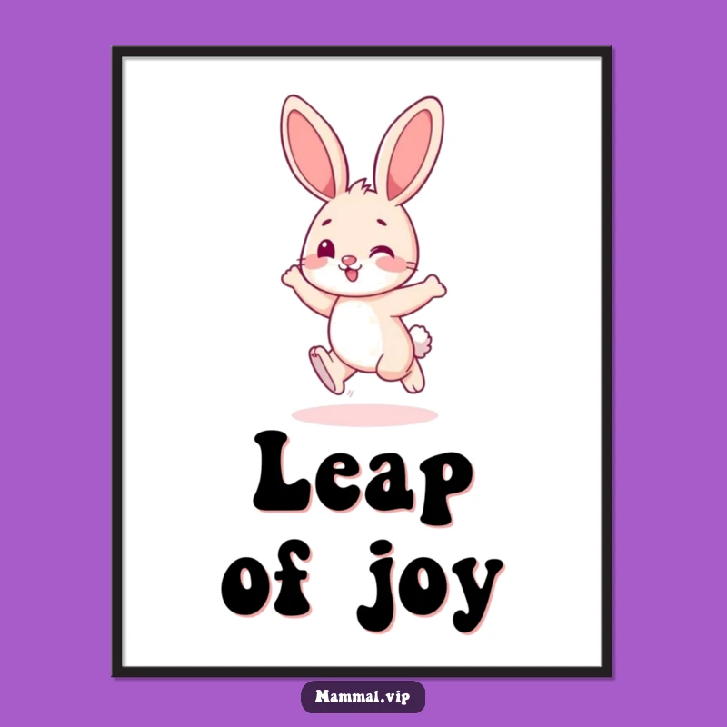 Funny Hopping Bunny Digital Art: Playful Animal Character Print Download