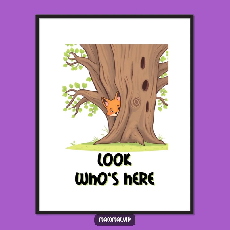 Funny Fox Kit Digital Art: Curious Peek for Instant Woodland Charm