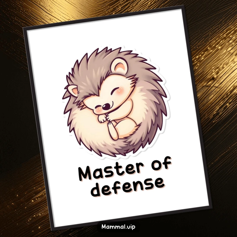 Funny hedgehog digital art print featuring a charming illustration of a hedgehog character curled into a ball, ready to bring cozy humor and personality to your space.