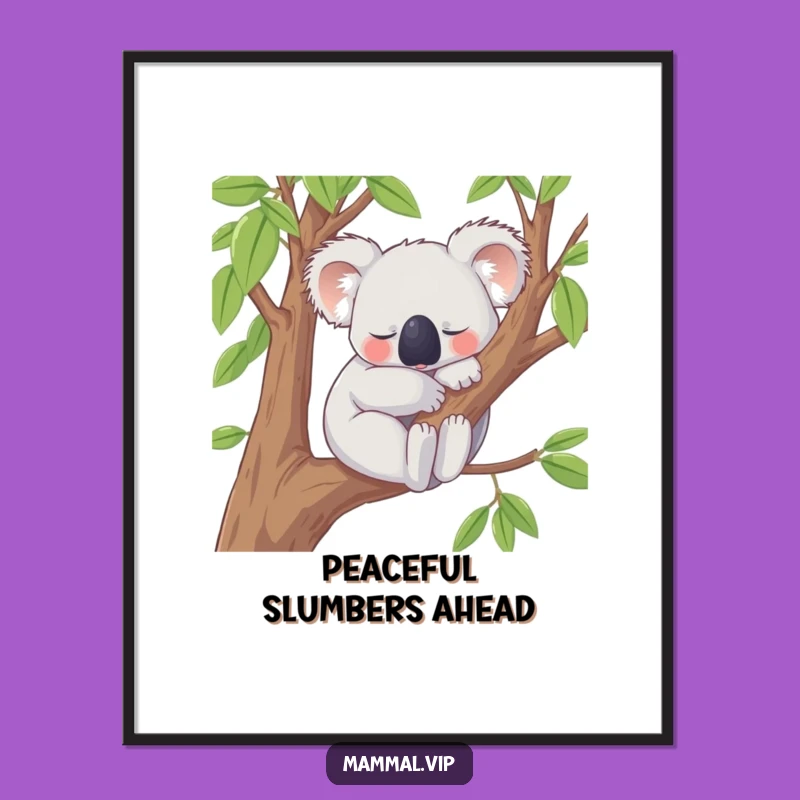 Funny Koala Digital Art: Content Snoozing Character for Instant Peaceful Decor