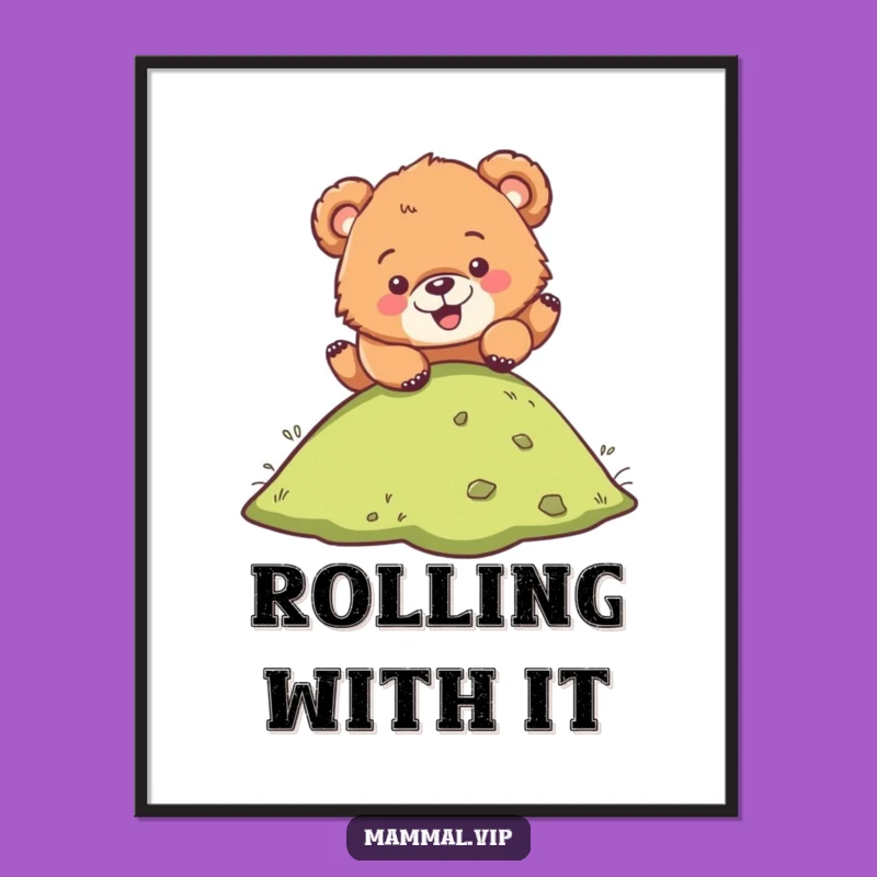 Funny Bear Cub Digital Art: Hilarious Tumbling Scene for Instant Joy