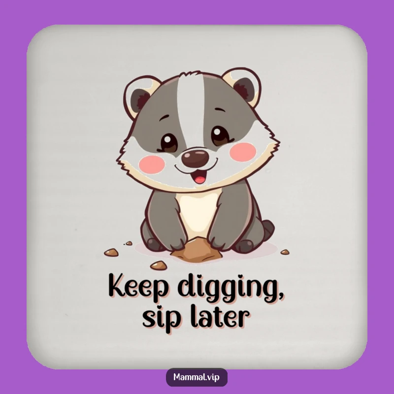 Funny Badger Coaster: Happy Digging Character for a Spirited, Protected Surface