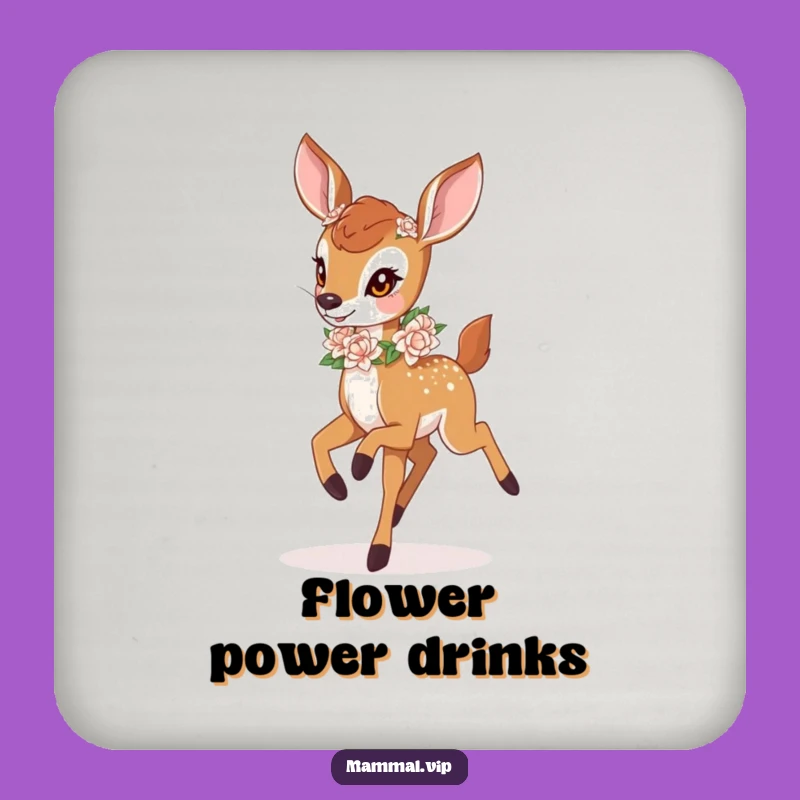 Funny Deer Fawn Garland Coaster - Protect Surfaces with Nature's Charm Gift